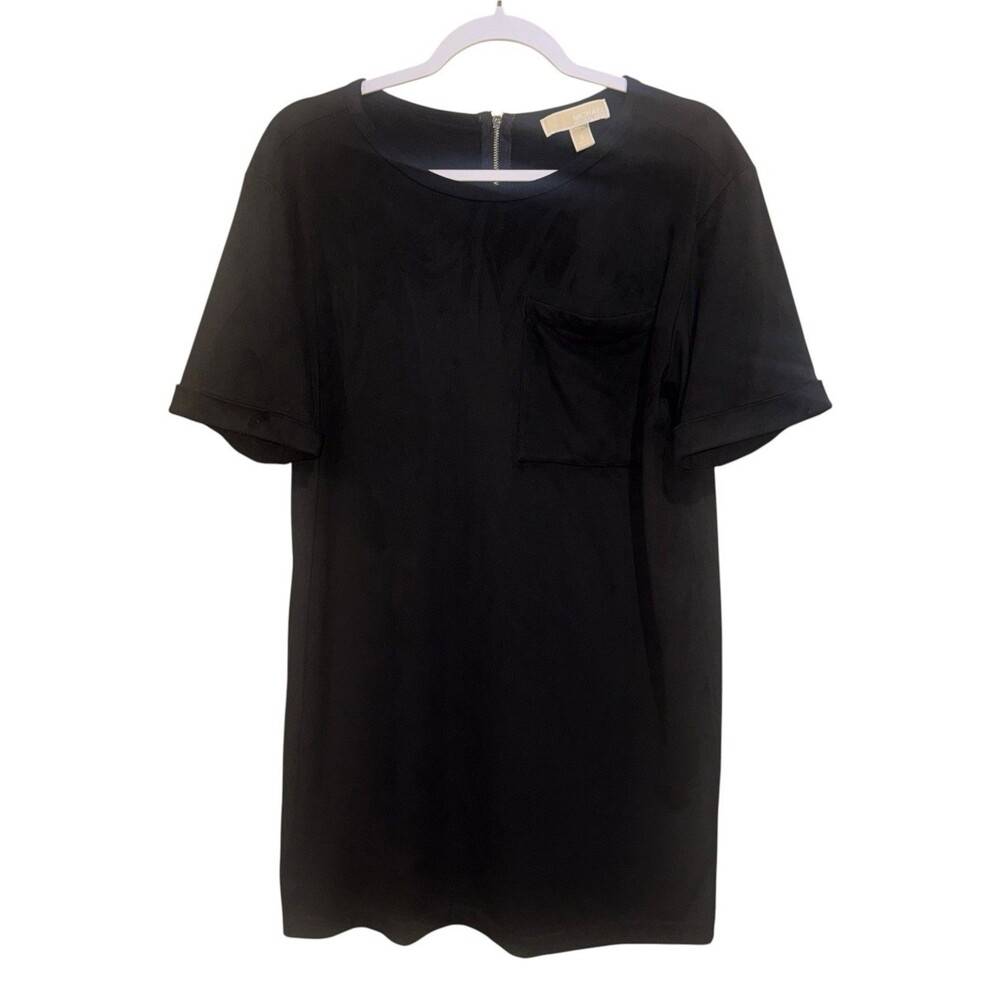 Michael Michael Kors Black Faux Suede Chic Short T Shirt Mini Dress Size Small